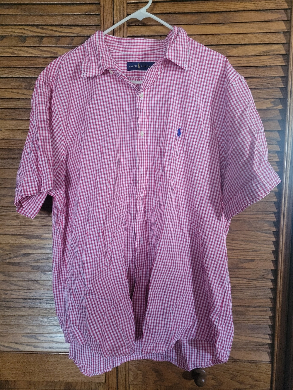 Ralph Lauren Red and White Gingham‎ Button-Down Shirt Mens Size XXL